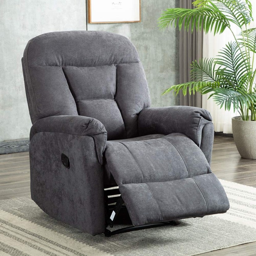 details about fabric recliner chair overstuffed armchair lounge seat living room sofa gray