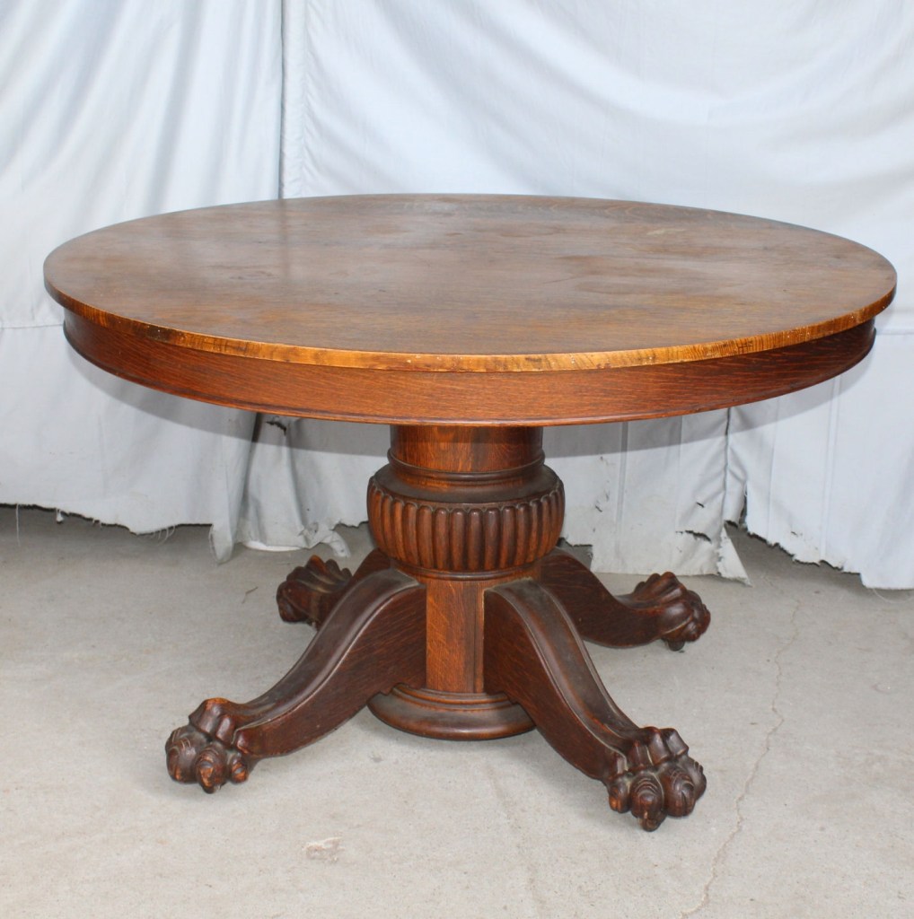 antique round oak dining table claw feet