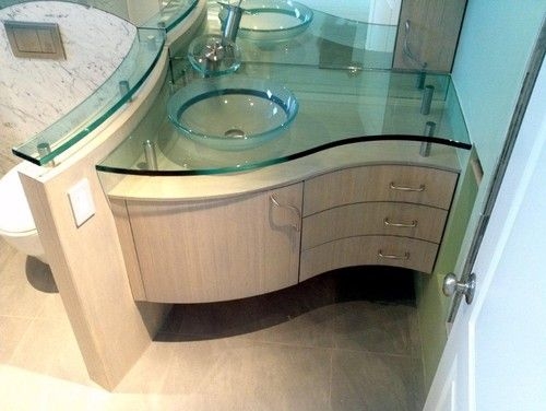 custom curved bamboo bath vanity contemporary bathroom