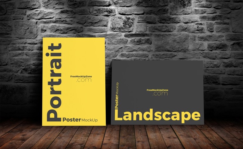 free landscape portrait poster mock upfree mockup zone