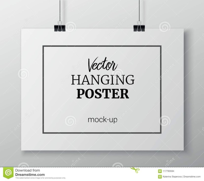 vector realistic horizontal hanging poster mock up for your