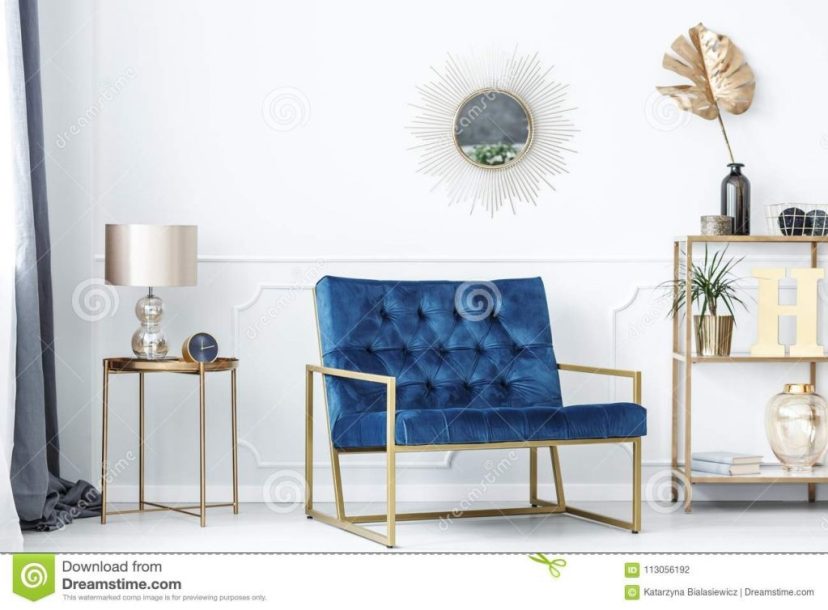 blue and gold living room stock photo image of glamor