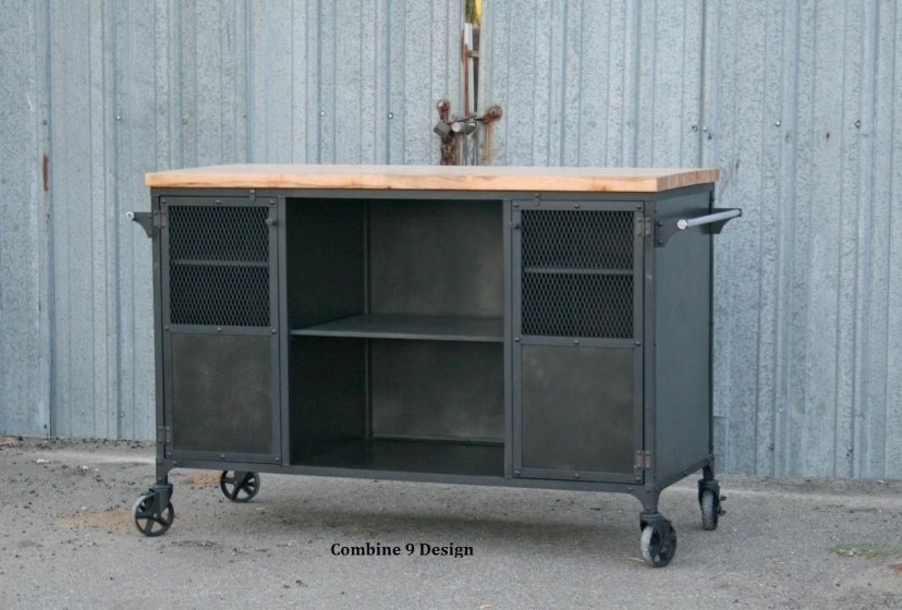 buy a custom made vintage industrial bar cart kitchen
