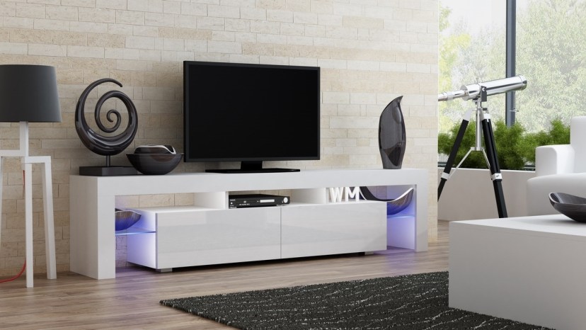 details about milano 200 white modern living room tv stand tv console table for flat screens