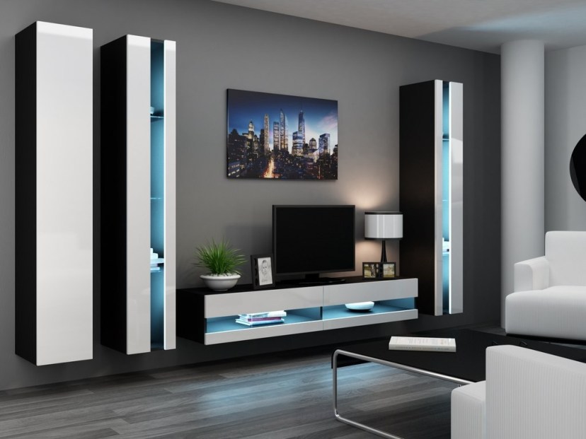 details about seattle b1 tv media stand modern entertainment center living room wall unit