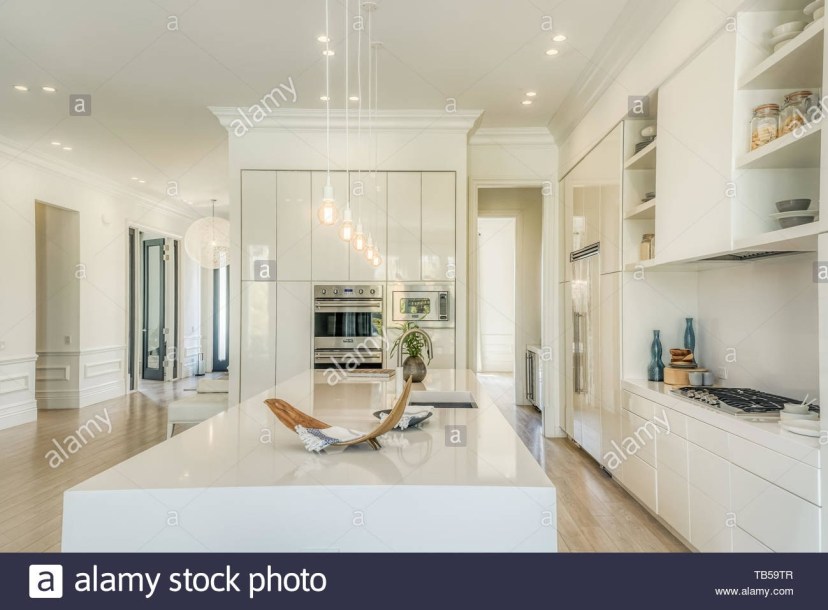 modern white high end kitchen stock photo alamy