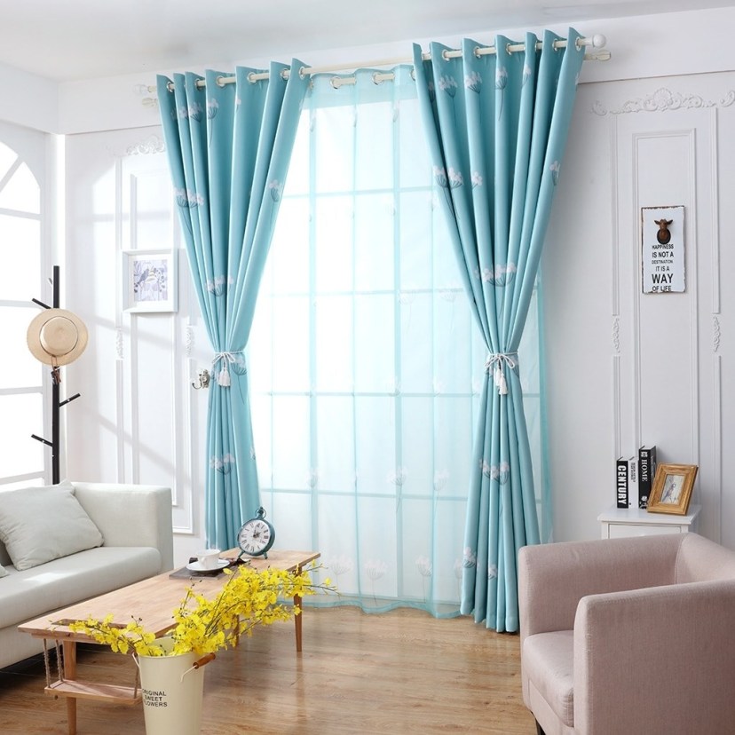 us 622 26 offcurtain new style dandelion patterns long window door curtains living room bedroom blackout curtains blue pink 32curtains