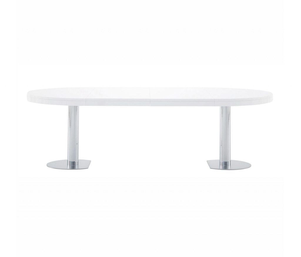 craft extending dining table gloss white lacquer chromed