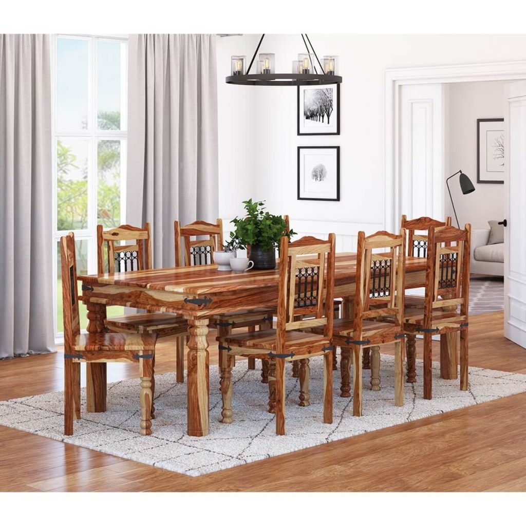 dallas classic solid wood rustic dining room table and chair set