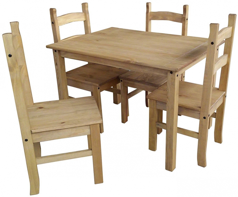 h4home corona rustic dining table set and 4 chairs solid mexican pine