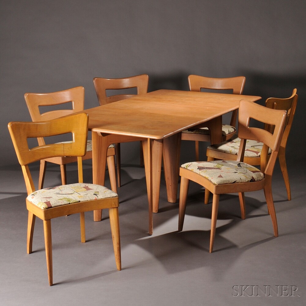 heywood wakefield dining table and six dogbone chairs sale