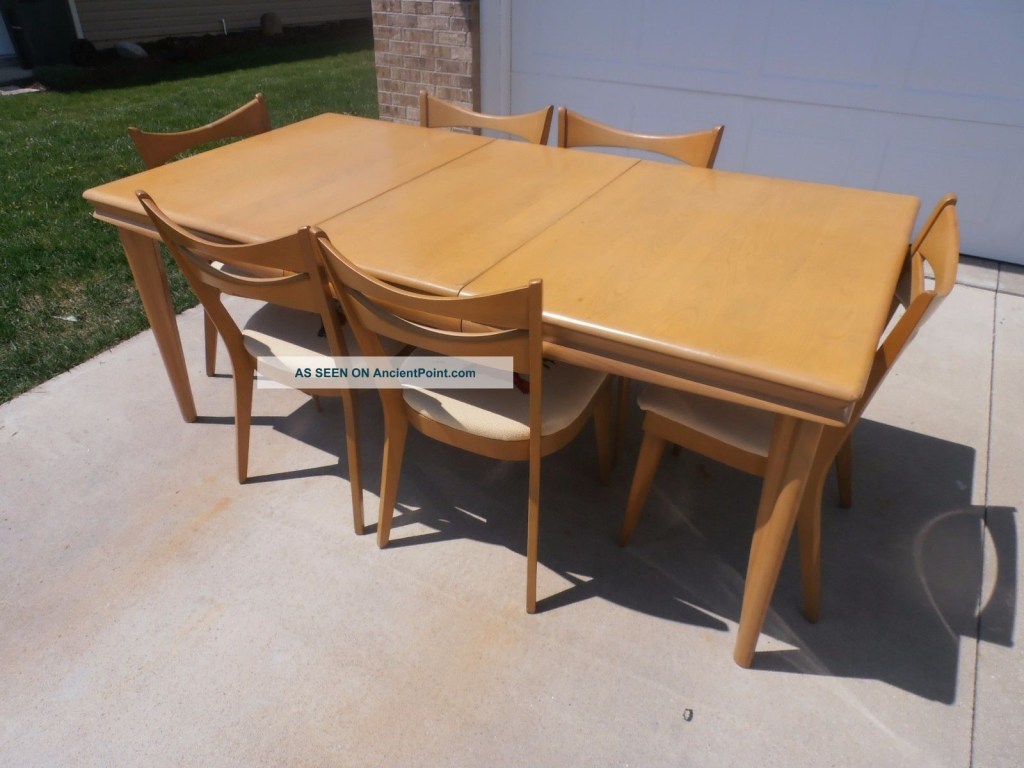 heywood wakefield dining table with 6 chairs wheat