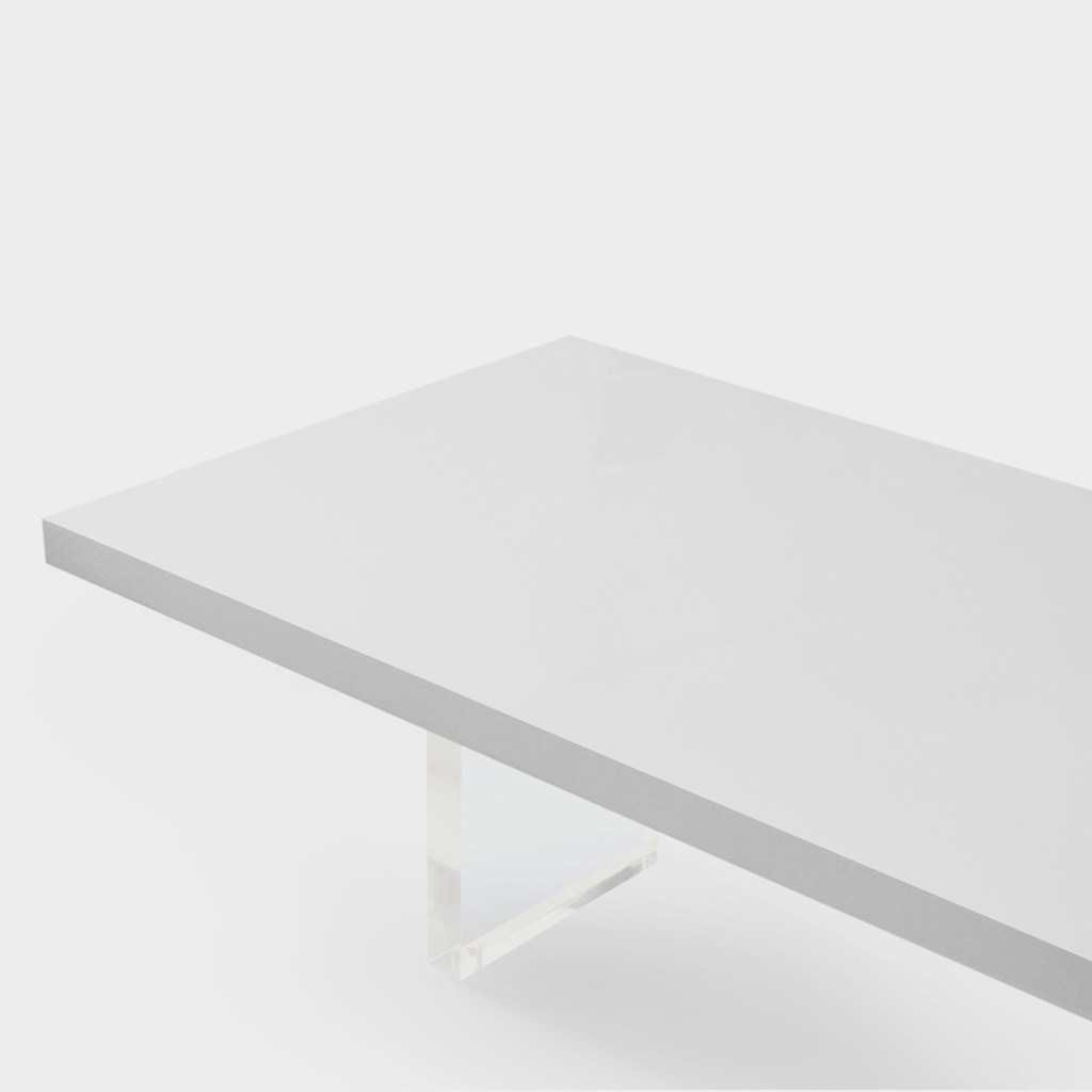 high gloss white lacquer dining table