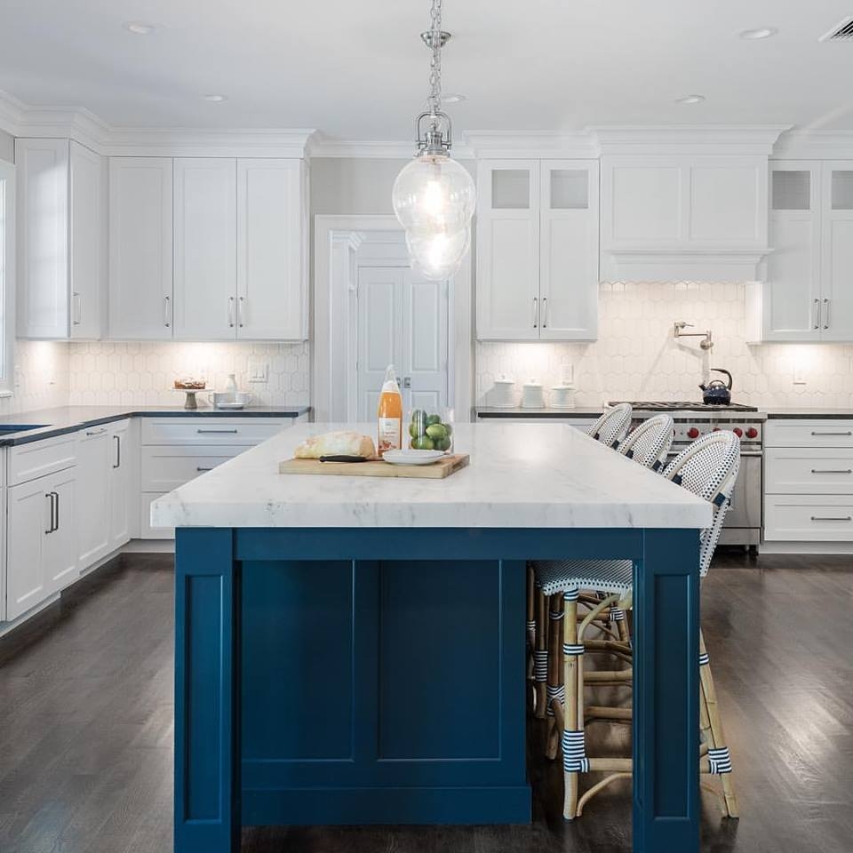 navy blue kitchen island with white kitchen design blurmark
