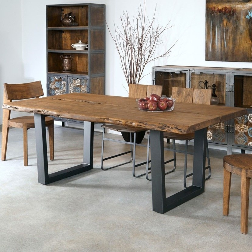 sequoia wood iron dining table in light brown coast to