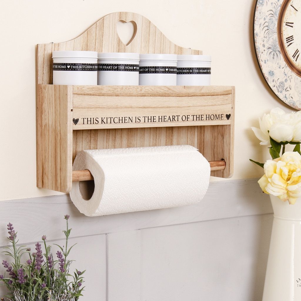 this stylish wall mounted kitchen roll holder is made from