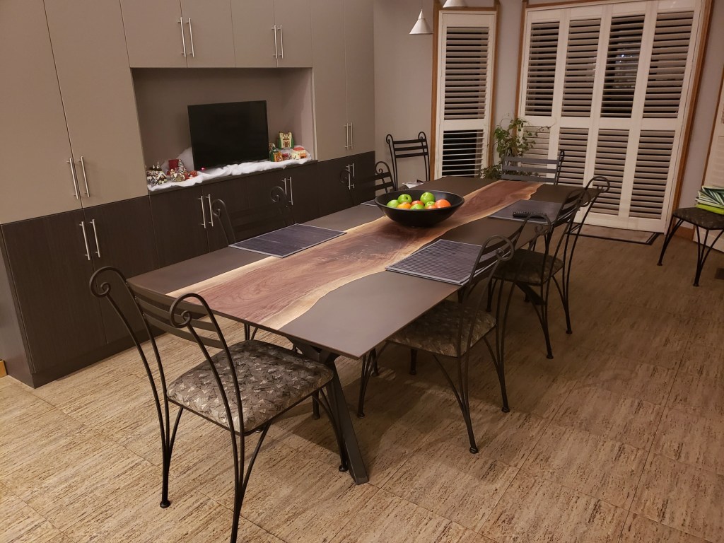 brown copper grainshore dining table