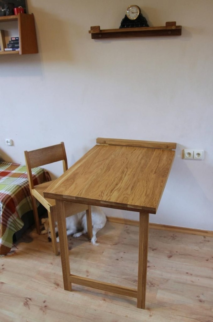drop down desk wall mounted folding table in solid oak