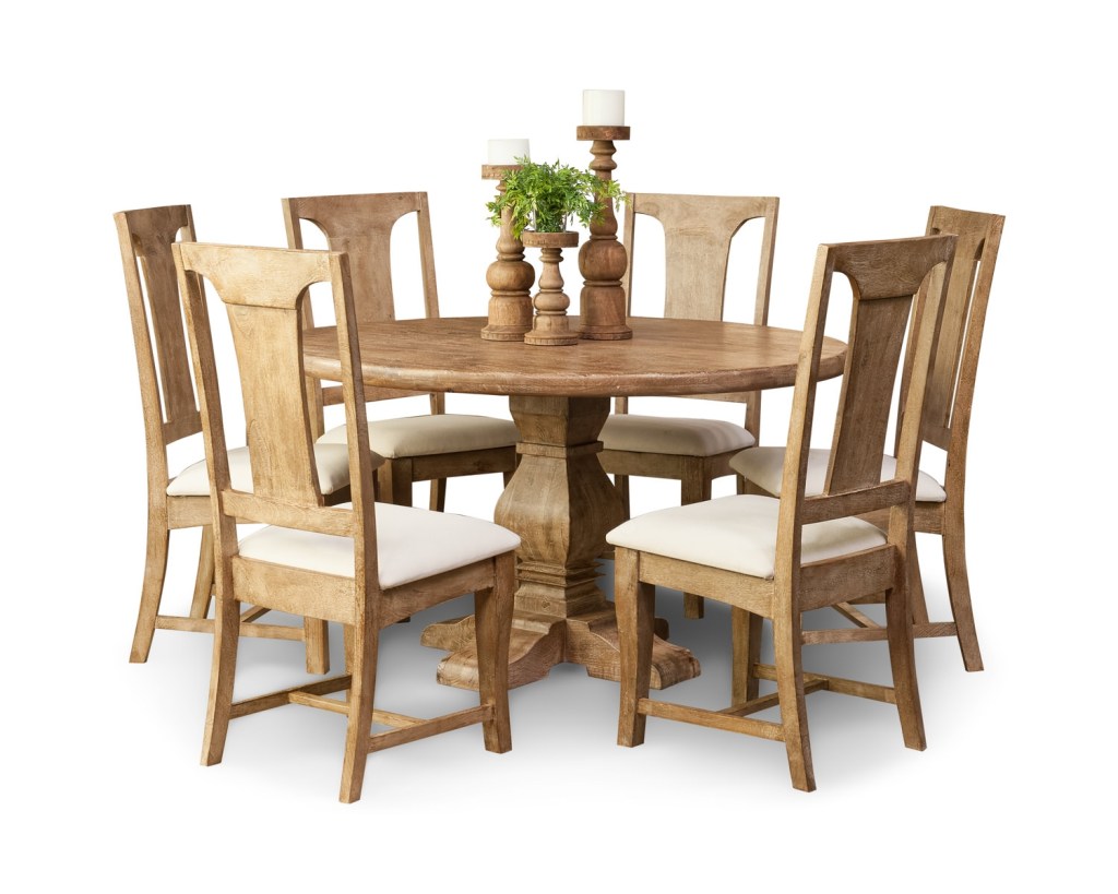 felicia round dining table with 6 felicia chairs