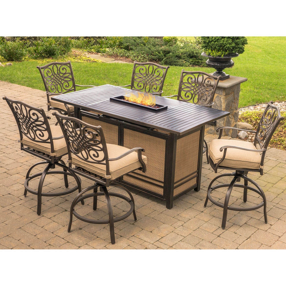 hanover traditions 7 piece high dining set in tan with 3000