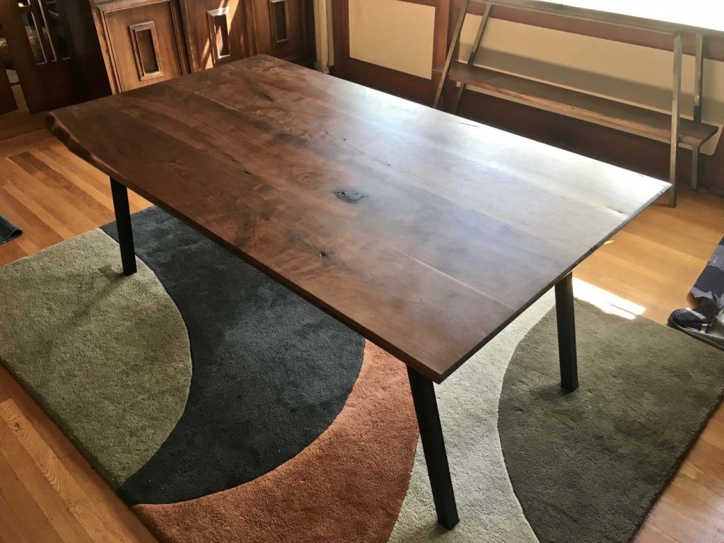 mid century modern black walnut dining table ambrose
