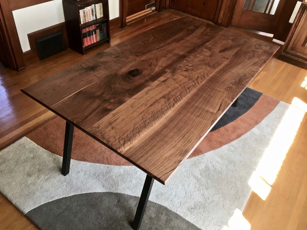 mid century modern black walnut dining table ambrose woodworks