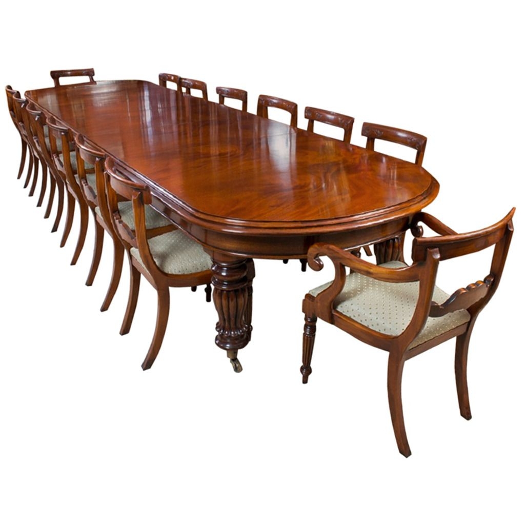 vintage victorian mahogany dining table with 14 chairs