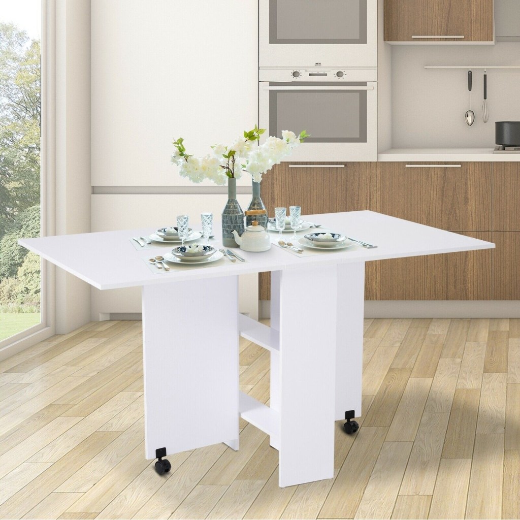 homcom 02 0621 folding desk dining table white