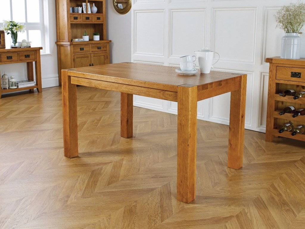solid oak 130cm chunky corner leg country oak dining table desk flash sale