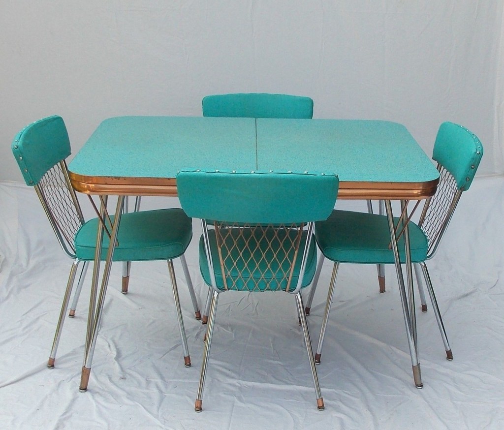 turquoise aqua and teal retro table and chairs vintage