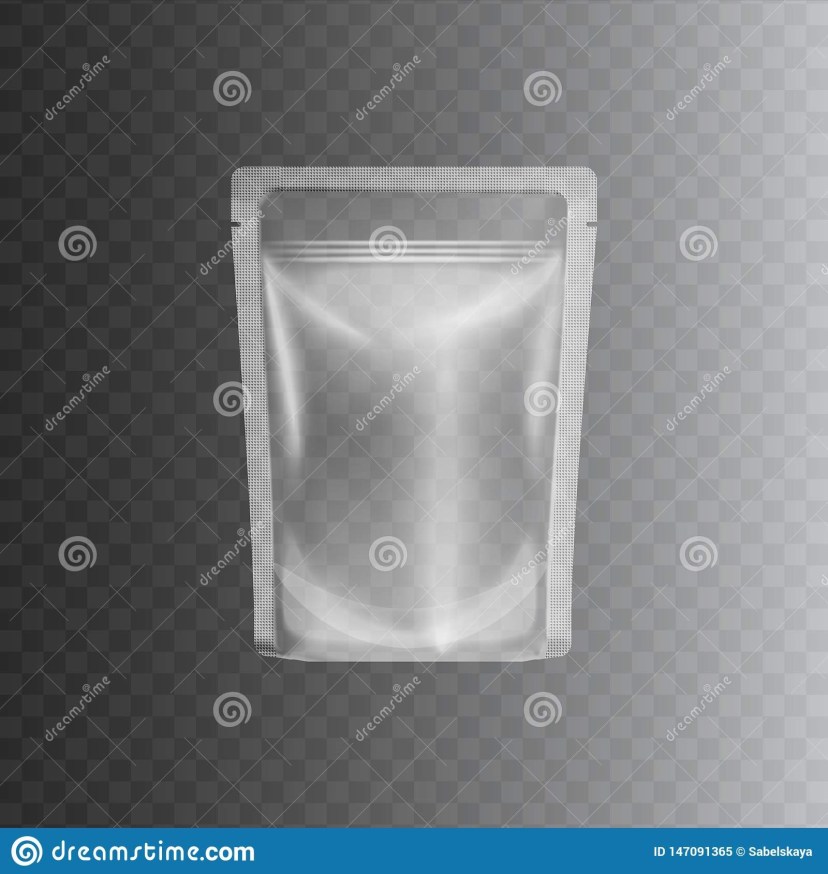 clear transparent plastic bag mockup stock vector