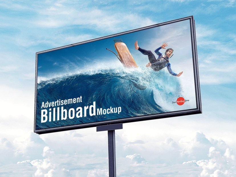 free outdoor advertisement sky billboard mockup psd free