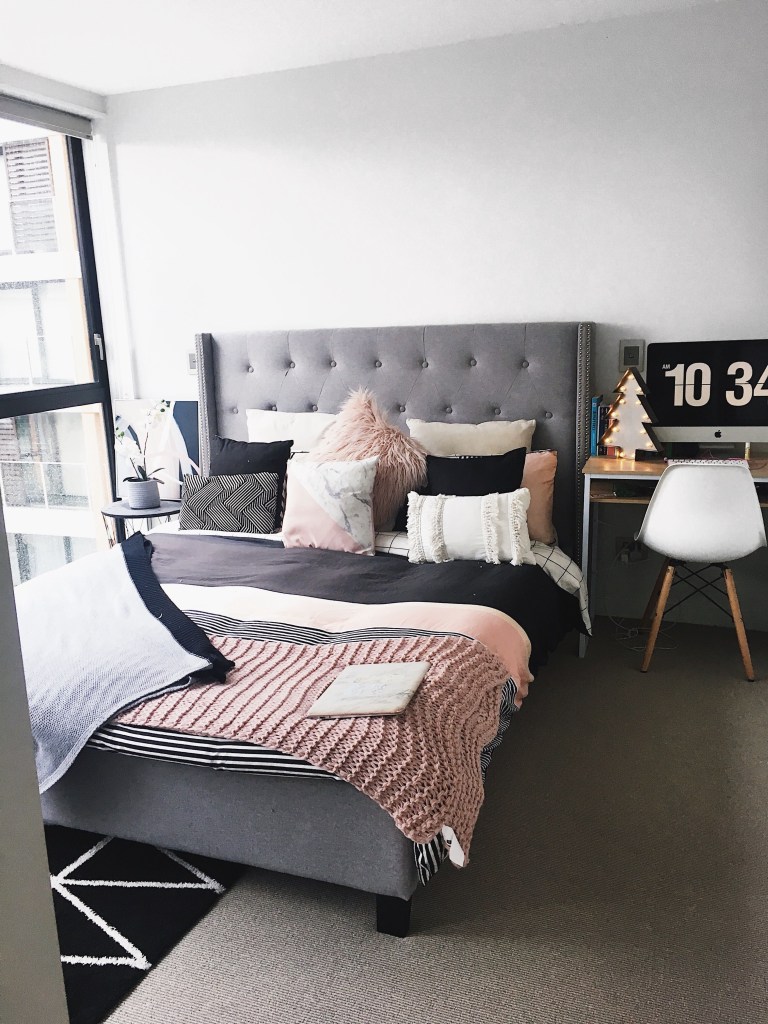 grey and pink bedroom aesthetic bedroom room