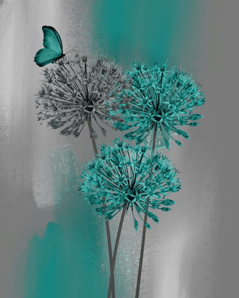 teal gray modern floral butterfly decor teal bedroom